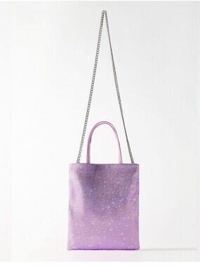 Zara Lilac Sequin Tote with Silver Chain
